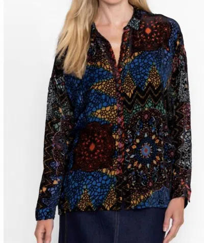 Johnny Was Audrey Oversized Burnout Shirt In Nava Burnout In Multi