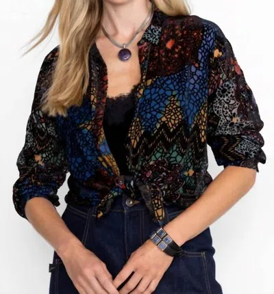 Johnny Was Audrey Oversized Burnout Shirt In Nava Burnout In Multi