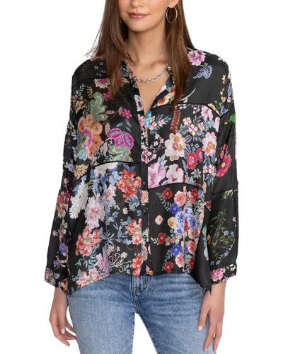 Johnny Was Audrey Oversized Button-down Silk Blouse In Multi