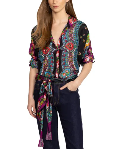Johnny Was Audrey Oversized Silk Blouse In Multi