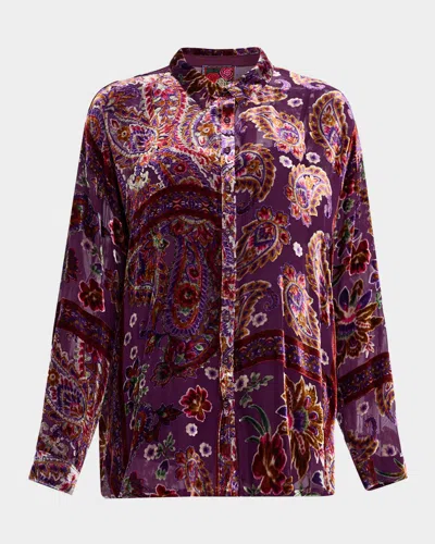 Johnny Was Audrey Paisley Burnout Shirt In Multi