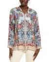 Johnny Was Audrey Silk Blouse In Blue