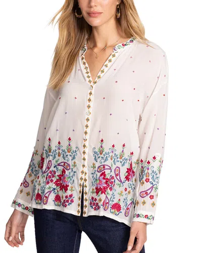 Johnny Was Audrey Silk Shirt In White