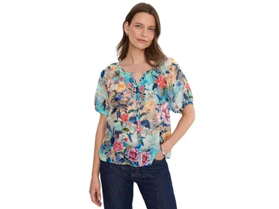 Johnny Was Avah Button-down Shirt Women's Clothing Chemis Scarf: Xs In Multi