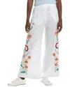Johnny Was Plus Petite Averi Wide Leg Linen Pant In White