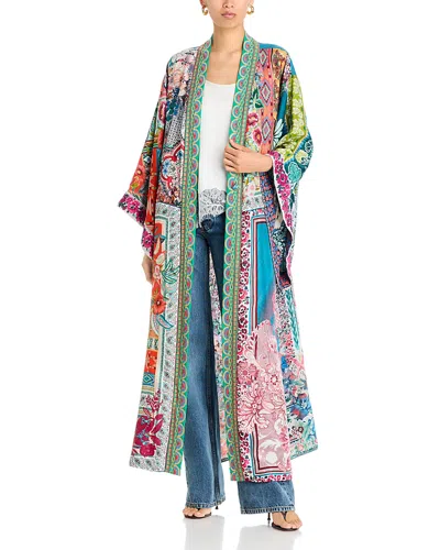 Johnny Was Aziza Long Silk Reversible Kimono In Multi