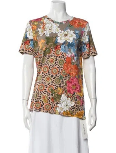 Pre-owned Johnny Was Bamboo Floral Print T-shirt In Blue