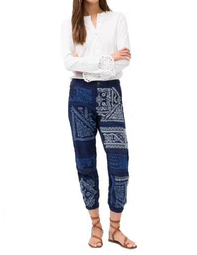 Johnny Was Bandana Embroidered Pant In Blue Night