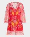 Johnny Was Barbara Floral-print Silk Chiffon Mini Dress