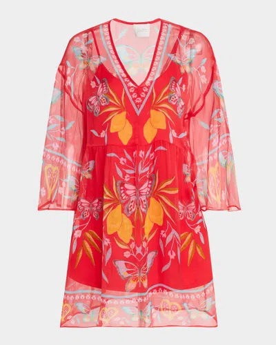 Johnny Was Barbara Floral-print Silk Chiffon Mini Dress