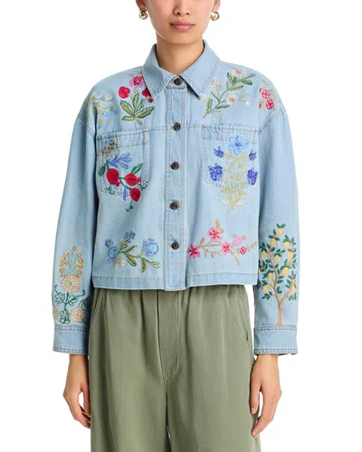 Johnny Was Beatrix Cropped Denim Jacket In Multi
