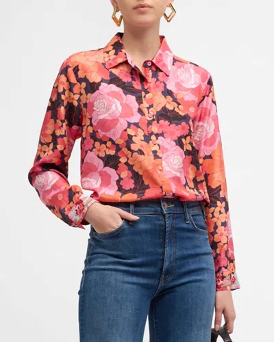 Johnny Was Becca Silk Button Down Shirt In Multicolor In Pink
