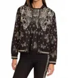Johnny Was Bee Active Drop Shoulder Bomber Jacket In Farfalla In Black