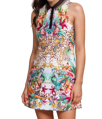 Johnny Was Bee Active Polo Tank Dress In Miller Tigre Scarf Print In Multi