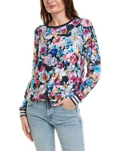 Johnny Was Bee Active Ruched Raglan Sleeve Pullover In Blue Multi