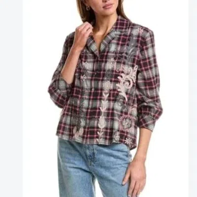 Johnny Was Bellania Vintage Cropped Shirt In Multi Black Pink