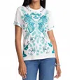 Johnny Was Benedita Crew Neck Tee In White In Multi