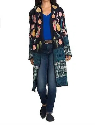 Pre-owned Johnny Was Bennie Duster Kimono In Navy - Size S In Pattern