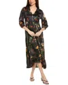 Johnny Was Bishop Sleeve Chevron Tiered Dress In Villa Noire In Animal Print