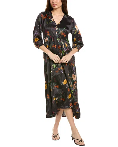 Johnny Was Bishop Sleeve Midi Dress In Multi
