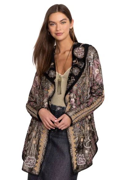 Johnny Was Biya Metallic Short Hoodie In Black Metallic In Multi