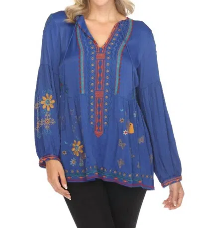 Johnny Was Biya Tabira Blouse In Mib In Blue