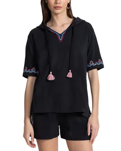 JOHNNY WAS BLACK BEE ACTIVE NOTCHED PULLOVER HOODIE