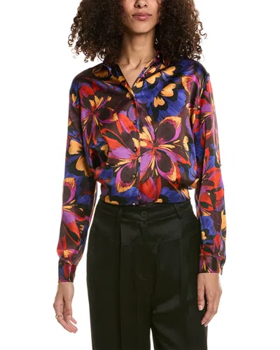 Johnny Was Blooms Silk Shirt In Multi