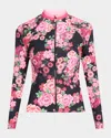 Johnny Was Blum Long-sleeve Rashguard Swim Top In Blum