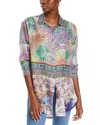 Johnny Was Womens Silk Buttons Button-down Top In Multi