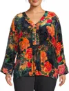 Johnny Was Botina Burnout Blouse - Plus In Catalina Blue Burnout In Multi