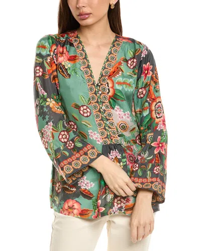 Johnny Was Botina Silk Blouse In Blue