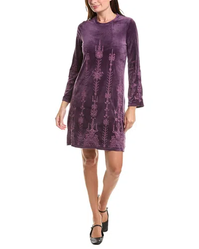 Johnny Was Bounce Velour Kimono Sleeve Mini Dress In Purple