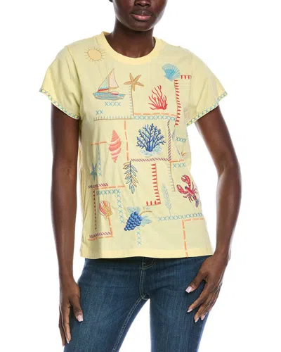 Johnny Was Boxy Square Sleeve T-shirt In Yellow