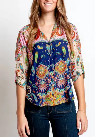 Johnny Was Braemar Belinda Button Up In Blue In Multi