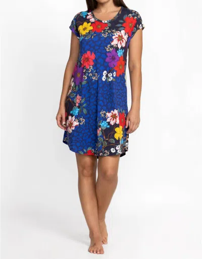 Johnny Was Brigette Cap Sleeve Dress In Night Floral Print In Multi