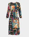 Johnny Was Brona Tiered Floral-print Silk Midi Dress In Multi