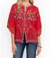 Johnny Was Brony Blouse In Equestrian Red In Multi