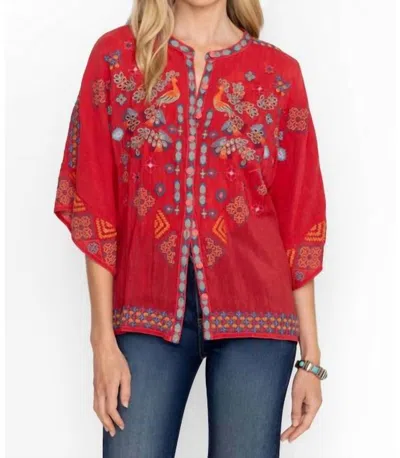 Johnny Was Brony Blouse In Equestrian Red In Multi