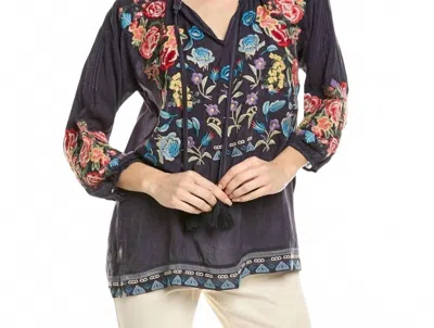 Johnny Was Brucie Zadonia Blouse In Graphite In Blue