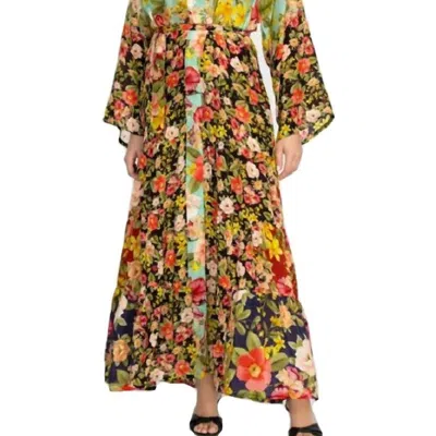 Johnny Was Burke Tie-belt Georgette Kimono In Blue