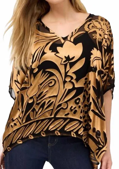 Johnny Was Burnout Croft Poncho In Black & Gold In Brown