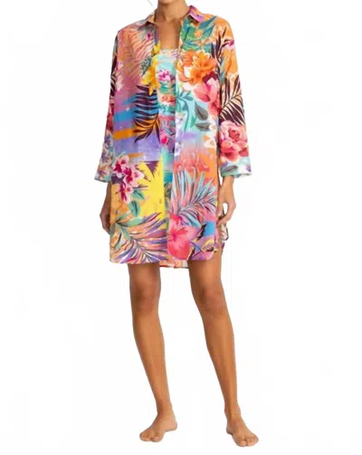 Johnny Was Button Down Shirt Dress In Zeru In Multi
