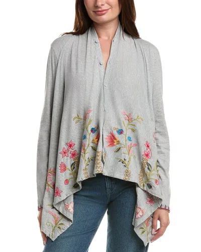 Johnny Was Button Neck Draped Cardigan In Gray