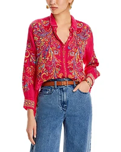 Johnny Was Cachmire Embroidered Tunic In Ultra Pink