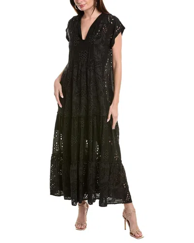 Johnny Was Calanthe Tiered Flounce Silk Mini Dress In Black