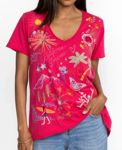 Johnny Was California Everyday Tee In Raspberry In Red