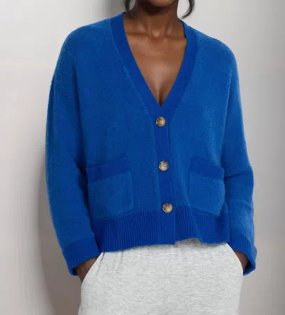 Johnny Was Calme Teddy Bear Long Sleeve Knit Cardigan In Blue