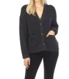 Johnny Was Calme Teddy Bear Long Sleeve Knit Cardigan In Onyx In Black