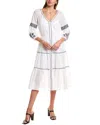 Johnny Was Cam Tiered Midi Dress In White